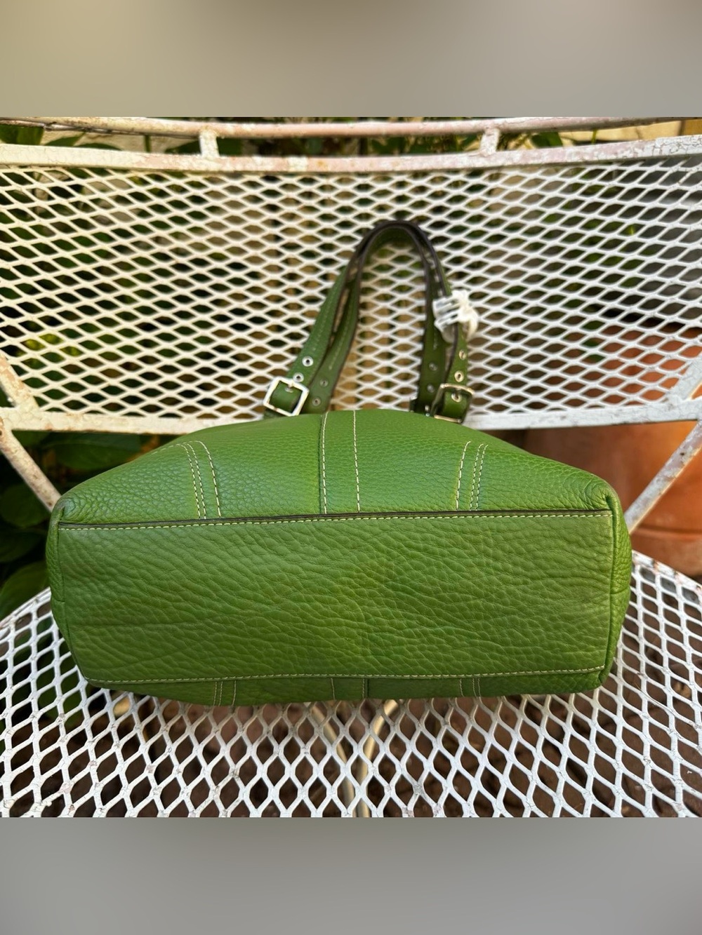 Y2K Green Pebbled Leather Coach Shoulder Bag - Picture 3 of 8